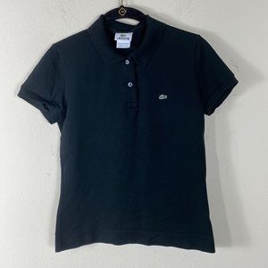 Lacoste Black Cotton Polo T Shirt.
